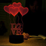 3D LOVE COLOR CHANGING LIGHT - Bladeless 3D