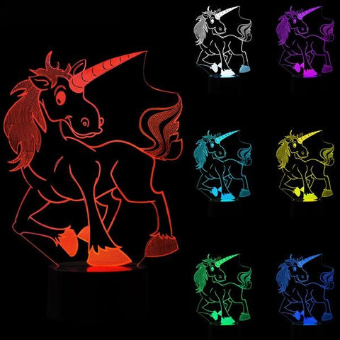 3D UNICORN COLOR CHANGING LIGHT - Bladeless 3D