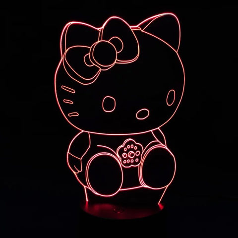 3D HELLO KITTY COLOR CHANGING LIGHT - Bladeless 3D