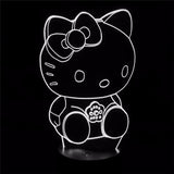 3D HELLO KITTY COLOR CHANGING LIGHT - Bladeless 3D