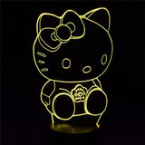 3D HELLO KITTY COLOR CHANGING LIGHT - Bladeless 3D