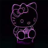 3D HELLO KITTY COLOR CHANGING LIGHT - Bladeless 3D